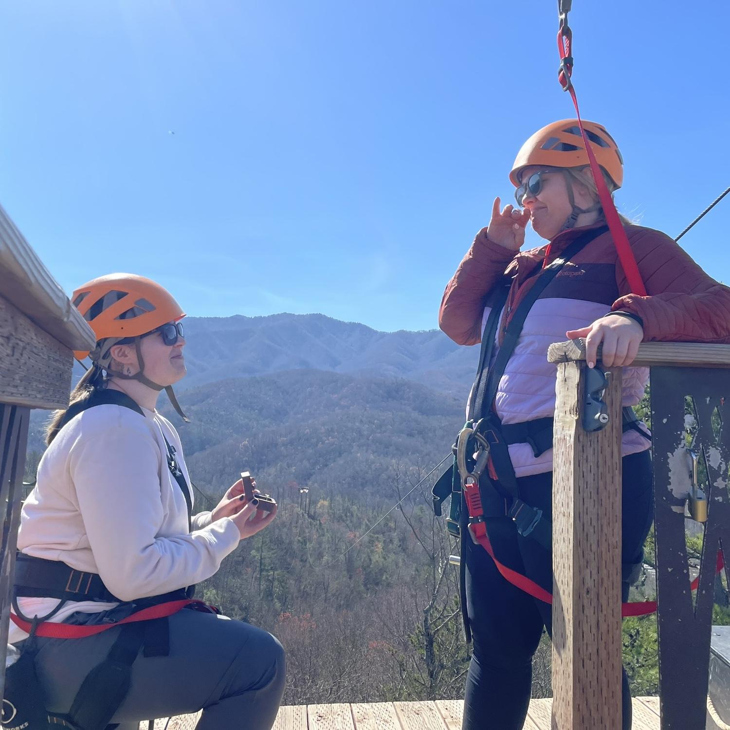 Autumn proposing 1,300ft in the air at ClimbWorks TN!!!