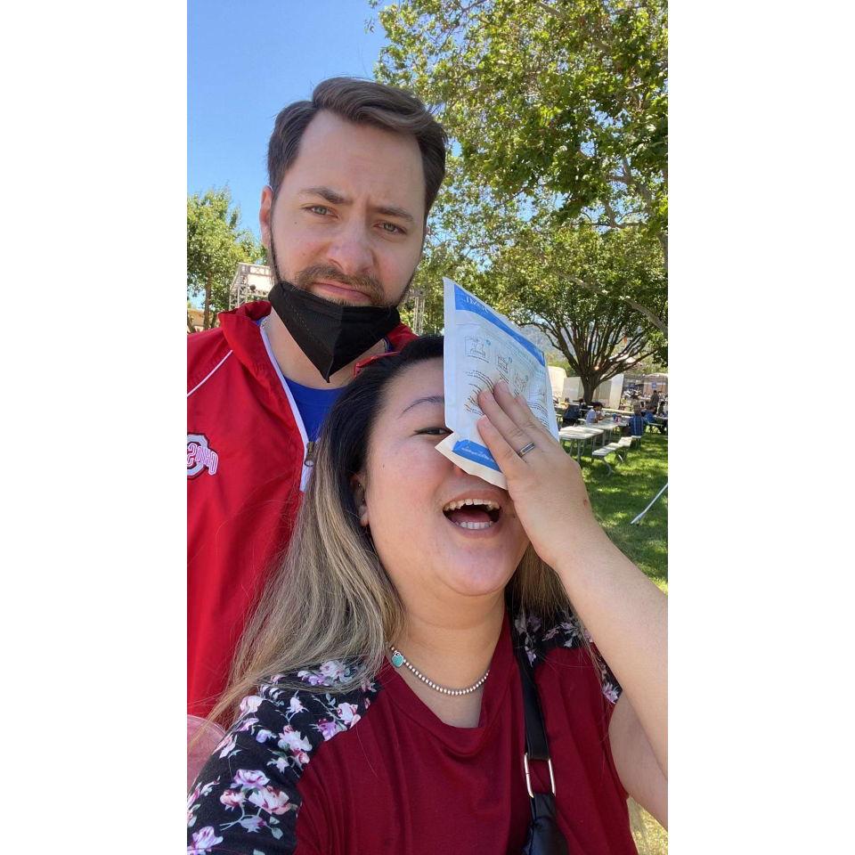 Adam's baseball arm and love for fair games results (yes, I got smacked in the eye with a baseball...)