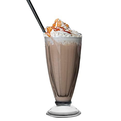 Vikko Footed Ice Cream Glasses: 11.5 Ounce Retro Dessert Cups - For Floats, Shakes, and Sundaes - Set of 6 Ice Cream Cups