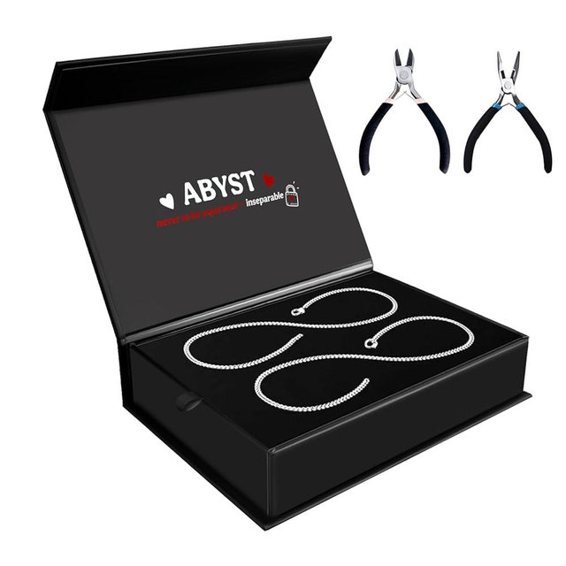 ABYST Permanent Bracelet Kit for Couples - DIY Sterling Forever Bracelets Making Set with 925 Silver Plated Chains - Romantic Infinity Jewelry for Anniversary (Silver)