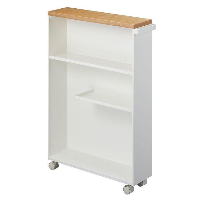 Yamazaki Slim Rolling Bathroom Cart with Handle, White