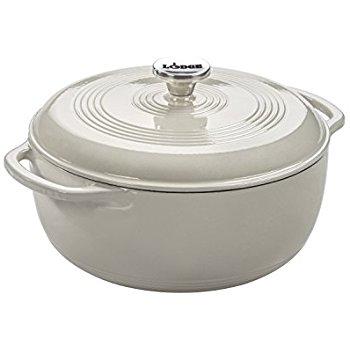 Lodge EC6D13 Enameled Cast Iron Dutch Oven, 6-Quart, Oyster White