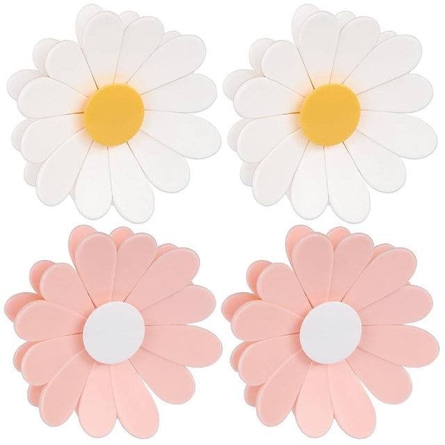 4 Pack Daisy Magnetic Chip Clips, Strong Cute Fridge Magnets Sealing Clips, Non-Slip Flower Bag Clips for Kitchen, Office