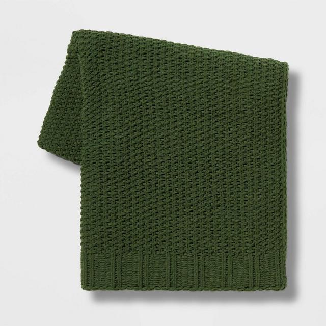Solid Chenille Knit Throw Blanket Green - Threshold™