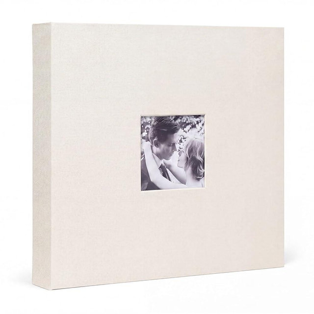 12x12 Inch Large 3 Ring Binder Scrapbook Album, Linen Cover Scrap Books 50 Pocket with Plastic Sleeves Protectors Display 100 Pages 12 x 12 Art Portfolio for Wedding Baby Adventure (Ivory)