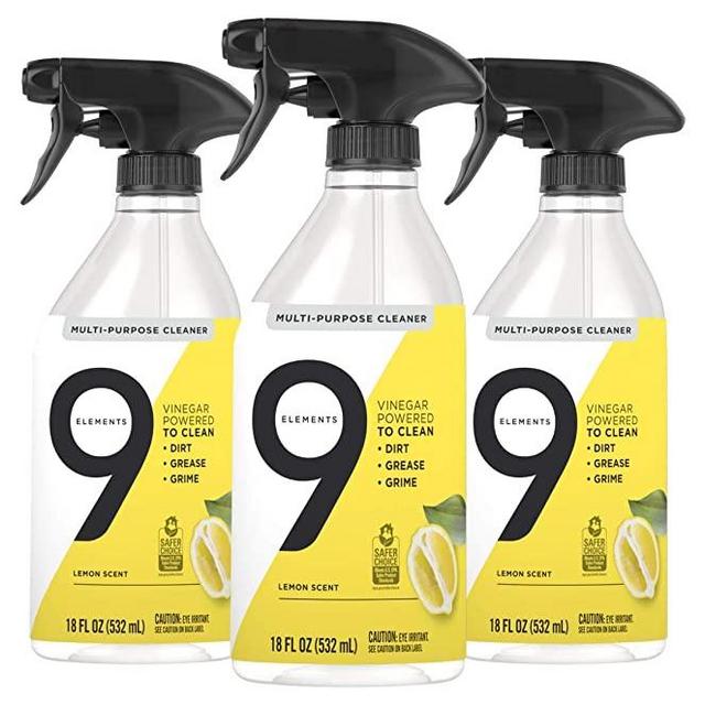9 Elements, Multipurpose Surface Cleaning Spray Lemon Scent 18 oz (Pack of 3)
