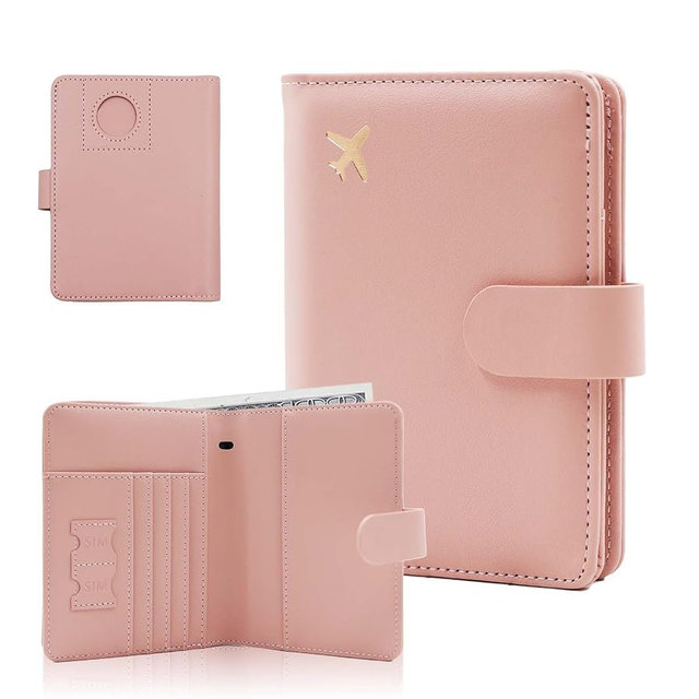 Melsbrinna Premium Leather Passport Holder Covers Case, Waterproof Rfid Blocking Travel Wallet Passport Holder with Pen Holder, Cute Passport Book for Women/Men
