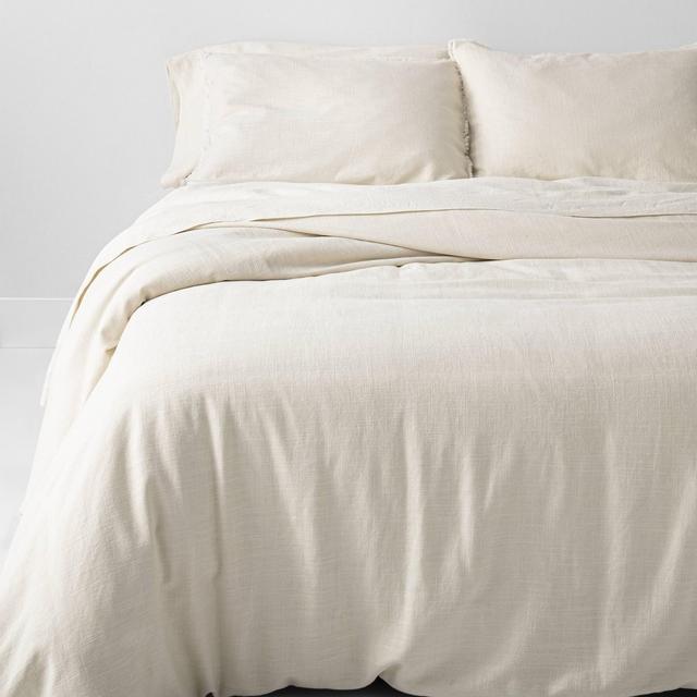 King Heavyweight Linen Blend Comforter & Sham Set Natural - Casaluna™