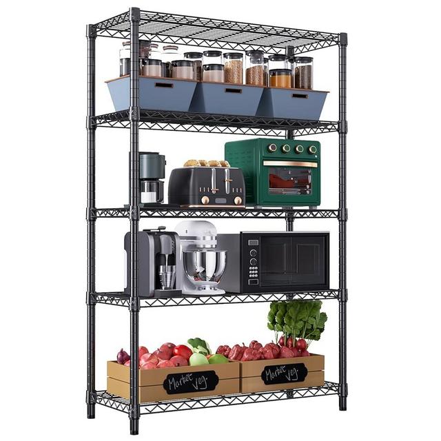 MZG Steel Storage Shelving 5-Tier Utility Shelving Unit Steel Organizer Wire Rack for Home,Kitchen,Office,Garage, 17.7" D x 47.2" W x 72.3" H