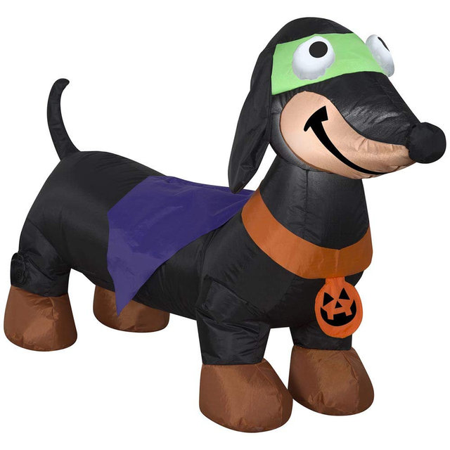 Gemmy 4' Airblown Inflatable Weiner Dog in Halloween Costume
