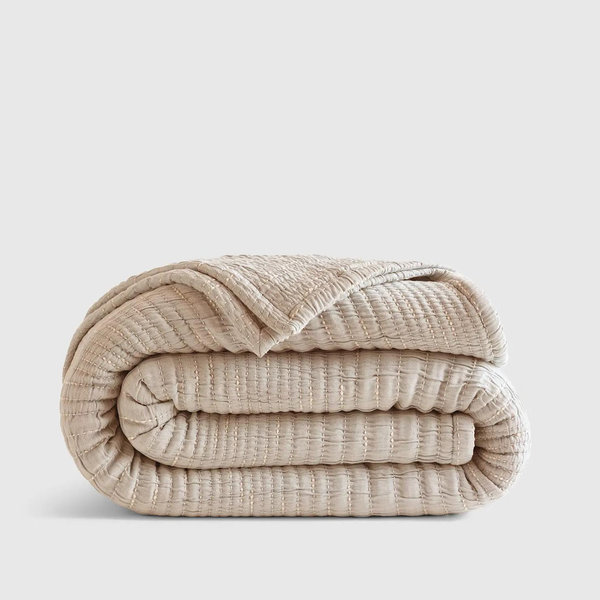 Organic Cotton Channel Stitch Coverlet - Undyed