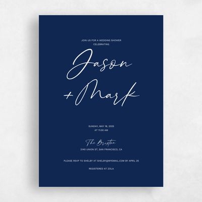 Vibrant Navy, Blue Wedding Wedding Shower Invitation - Nahomi Classic