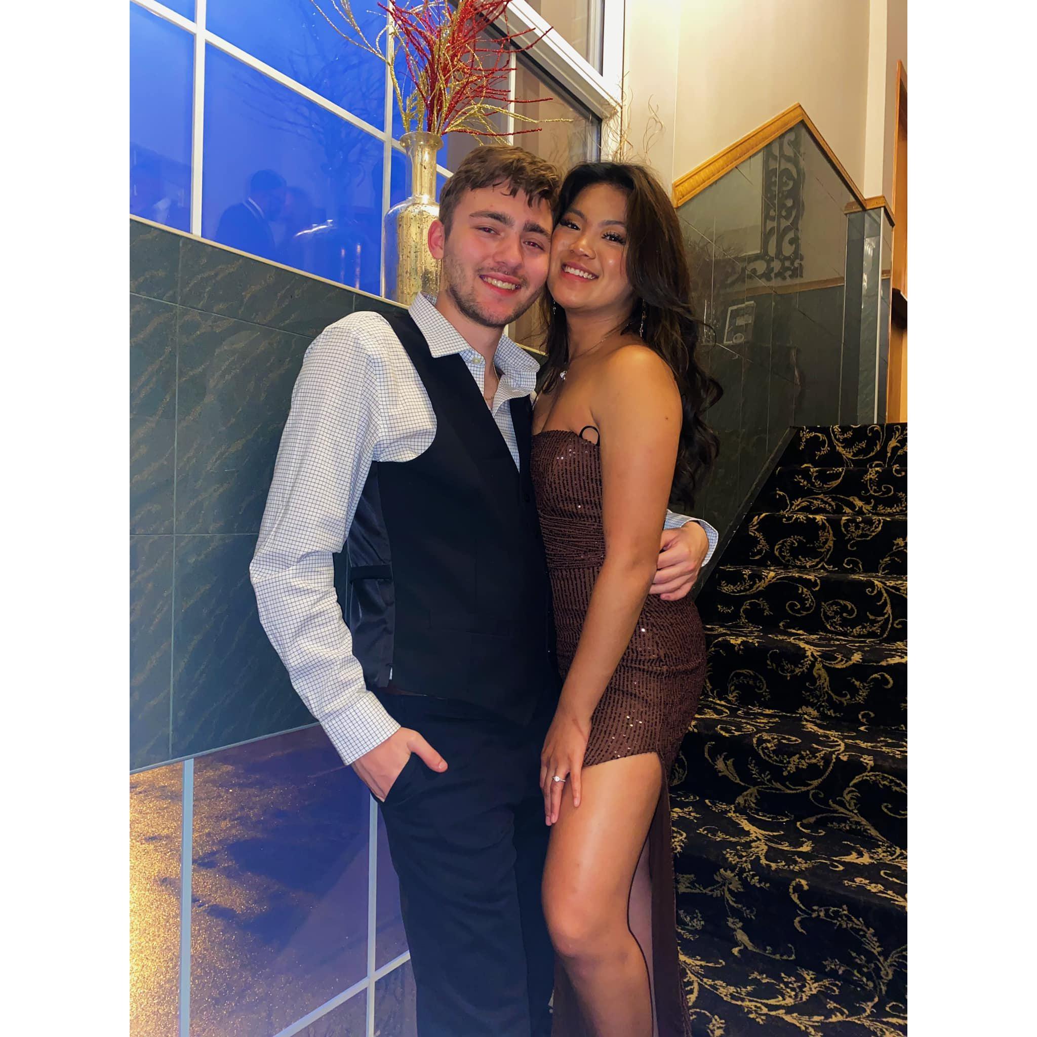 2022: Delta Phi Epsilon's formal night, the night Ryan and Lyndsey won "Most Likely to Get Married First"