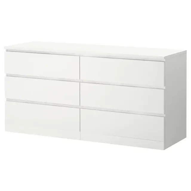 MALM6-drawer dresser, white63x30 3/4 "