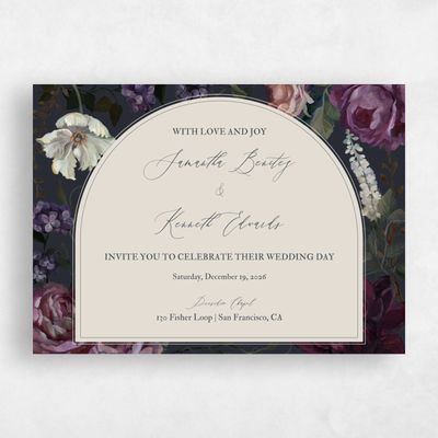 Ebony, Black Wedding Invitation - Mystic Landscape