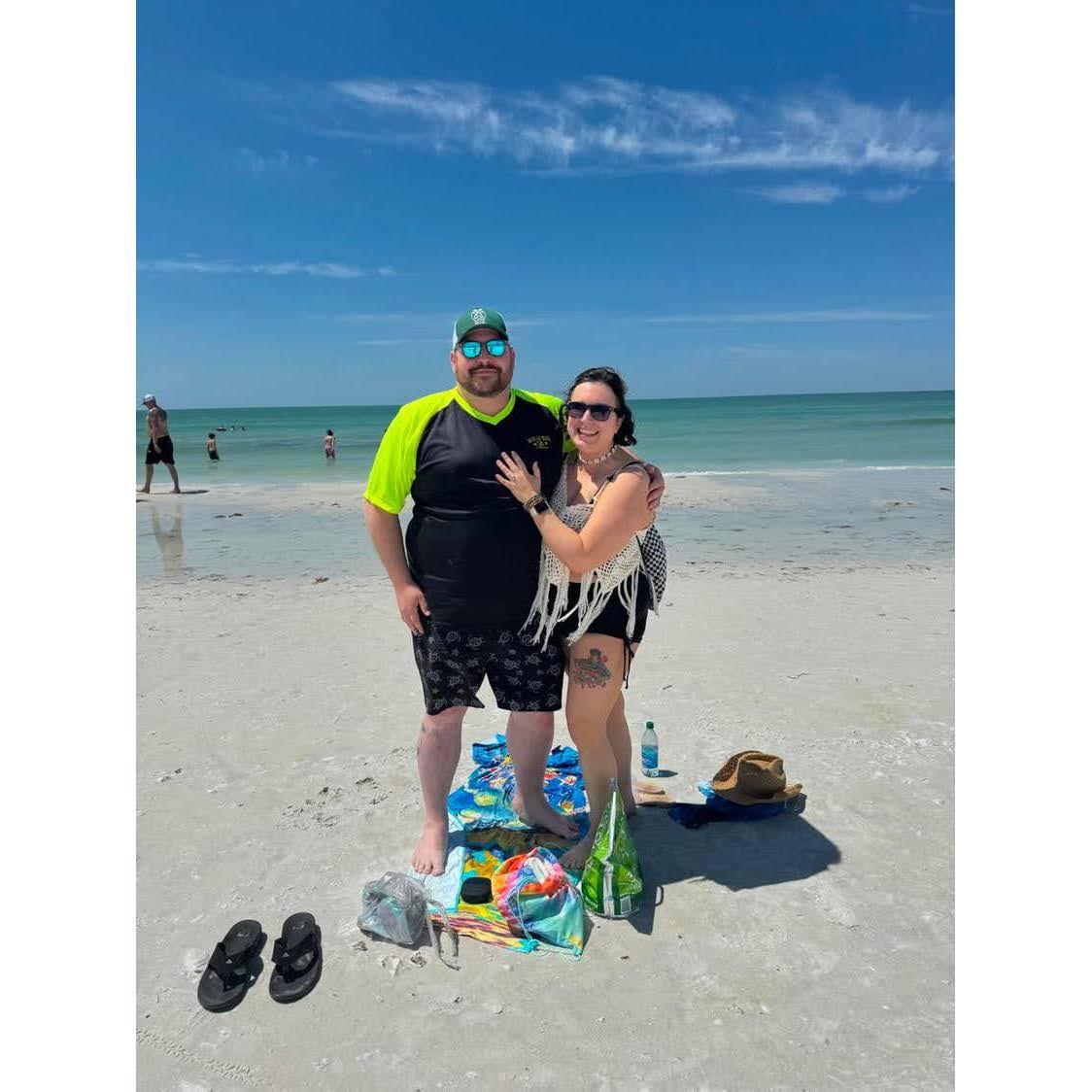 We're engaged!! Siesta Key, Florida. April 23, 2024.