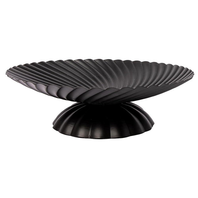 GENMOUS Decorative Ruffle Bowl, Morden Large Decorative Bowl for Home Decor, Fruit Bowl for Kitchen Counter, Elegant Key Bowl for Entryway Table, Black