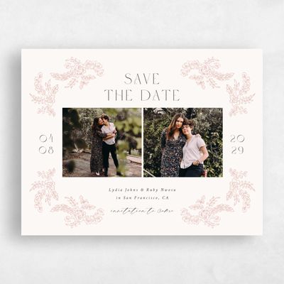 Dusty Peach, Beige Wedding Save the Date - Petalo Multiphoto