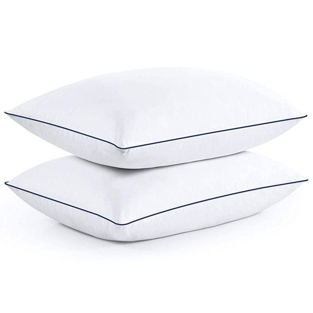 puredown® Premium White Goose Feather and Down Pillows, 2 Pack Luxury Bed Pillows for Sleeping with 100% Cotton Cover, Standard Size
