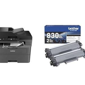 Brother DCPL2640DW Printer and TN830XL 2-Pack Black High Yield Toner