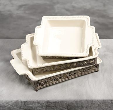 GG Collection - 9 in. Square Baker w/Base-Cream