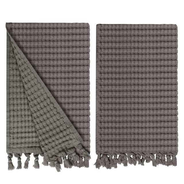 GILDEN TREE Decorative Waffle Hand Towels for Bathroom, Quick Drying Fingertip Towel, 2 Pack, Modern Style (Stone)