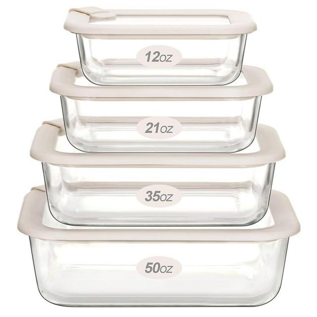 Urban Green Glass Food Storage Containers with Glass Lids, Microwave Safe Glass Food Container Set, Aitight Glass Meal Prep Container Set, LeakProof, 100% Plastic Free, 4 Pack