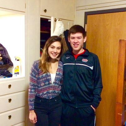 First time Sara visited Saxon at Monmouth College.