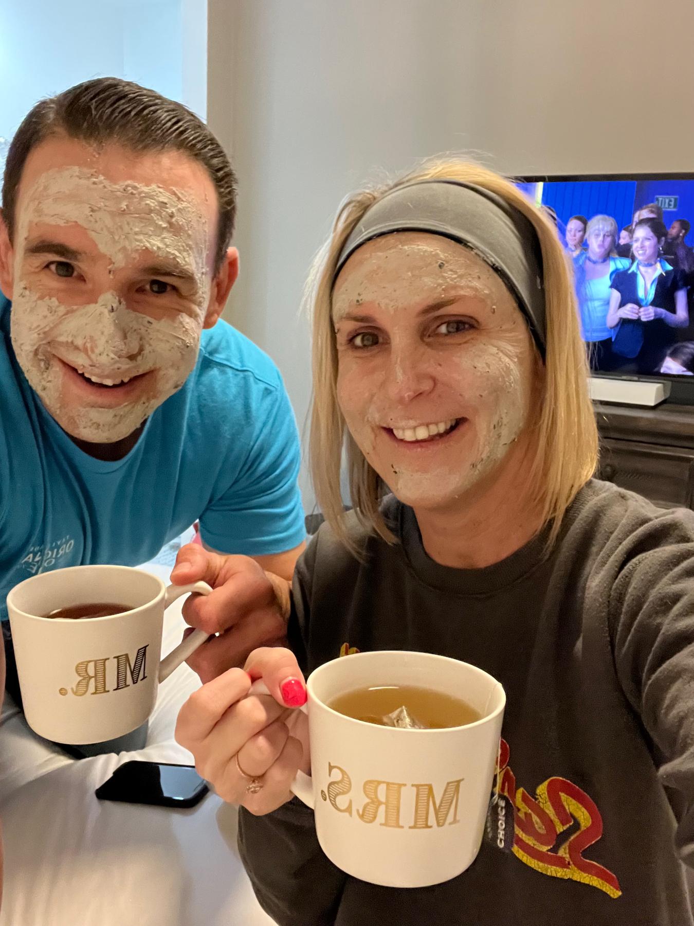 Our ugly mugs with our cute Mr and Mrs mugs. Thanks Keith and Mal ❤️