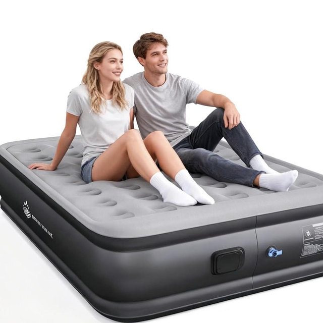 Queen Air Mattress with Built in Pump, 18" Upgraded One-Touch Inflatable Airbed for Home, Camping Guests, Portable Blow Up Mattress, 770lbs Capacity