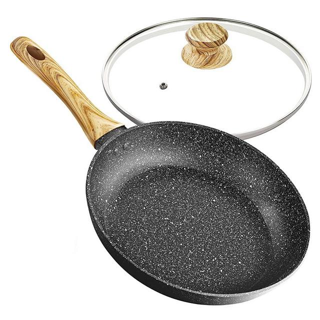 MICHELANGELO 12 Inch Frying Pan with Lid, Nonstick Frying Pan with Bakelite Handle, Large Frying Pan Nonstick,Stone Nonstick Frying Pan with Lid - 12 Inch