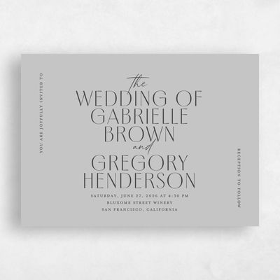 Gray, Grey Wedding Invitation - Brooklyn Landscape