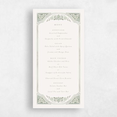 Sage, Green Wedding Menu - Reed