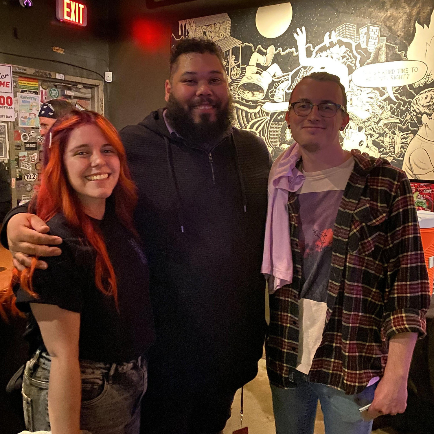 Us meeting Jacob's favourite guitarist, Will Swan, at a Grog Shop show. Will's guitar style has been an inspiration for Jacob during his own composing.