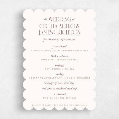 Brown Scalloped Wedding Program - Milan