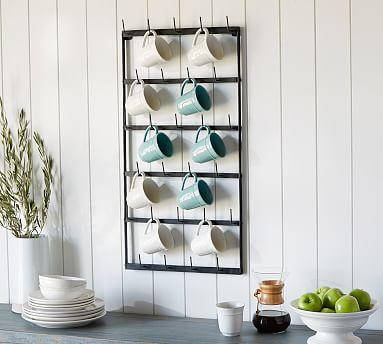 Vintage Blacksmith Wall Mug Rack, Large
