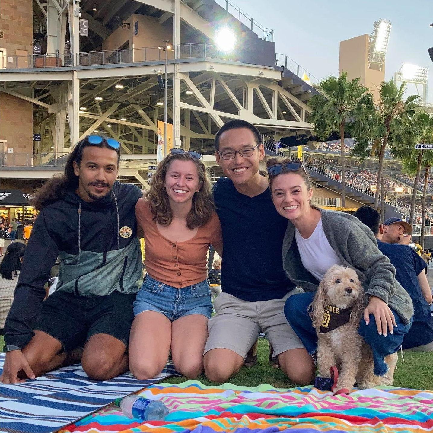Bark at the Park with friends in San Diego. Moze thought the entire event was for her! (Spring 2021)