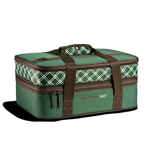 Rachael Ray 5051RR2797 Lasagna Lugger, 16.5 x 10.75x 6.5, Forest Green Plaid