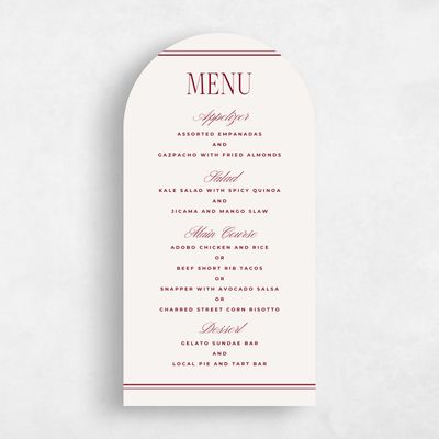 Red Arch Wedding Menu - Querido
