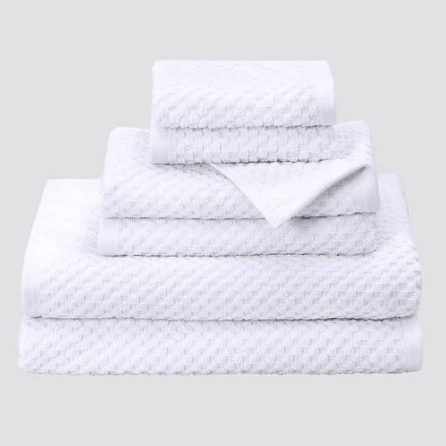 COTTON CRAFT Waffle 6 Piece Towel Set - 100% Cotton - 2 Oversized Luxury Euro Spa Waffle Weave Large Bath Towels, 2 Hand Towels, 2 Washcloths - Absorbent Quick Dry Hotel Bathroom Shower Pool - White