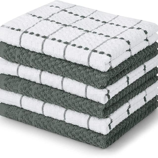 Utopia Towels Kitchen Towels, 15 x 25 Inches, 100% Ring Spun Cotton Super Soft and Absorbent Dish Towels, Tea Towels and Bar Towels (6 Pack, Grey)