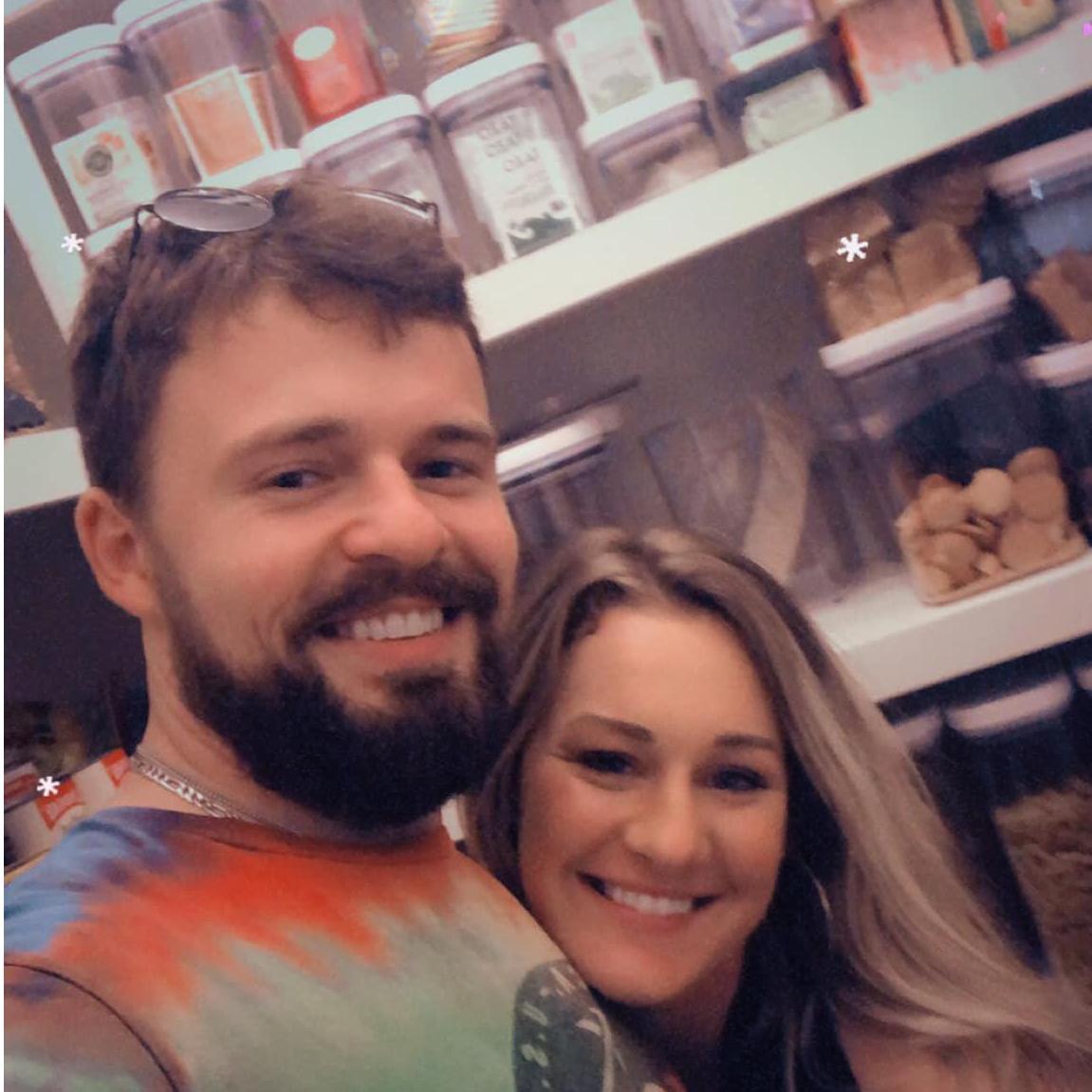A funky tradition: every New Year's Eve, Karen and Chandler take a selfie inside the Richardson's pantry