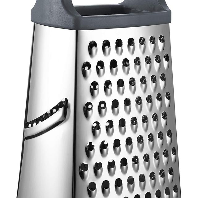 Spring Chef Professional Box Grater, Stainless Steel with 4 Sides, Best for Parmesan Cheese, Vegetables, Ginger, XL Size, Gray