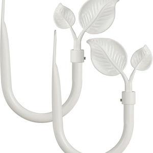 Leaf-Shaped Curtain Holdbacks 2pcs, Wall Mounted Alloy Curtains Side Holders, Curtain Tie Backs Hooks for Drapes Window Home Decoration, White