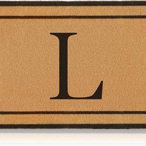 STINI House warming Gift New Home - Personalized Birthday Gift for Women Mom Couple, Housewarming Hostess Gift Ideas, 24" X 35" Monogram L Coco Coir Welcome Customizable Indoor Entrance Front Door Mat