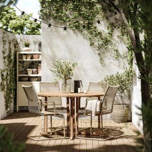 NÄMMARÖ / VÄSMAN Table and 4 armchairs, outdoor - light brown stained/brown 51 1/8 "