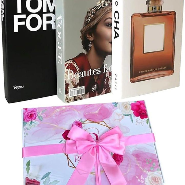 Decorative Books for Home Decor, Set of 3 Fake Designer Hard Cardboard Books Without Page Only for Decoration Coffee Table, Bookshelf, Living Room TV Stand Modern Faux Book Covers Gift Worthy Set