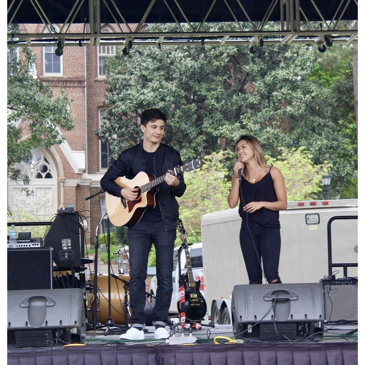 Emily and Ed playing at BearStock music festival at Mercer University. Young love!