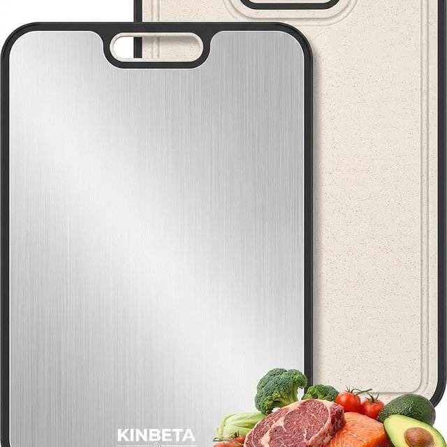 Titanium Cutting Board for Kitchen, Double Sided 2-in-1 Chopping Board with Grinding Area, Food Grade Non Toxic Metal Cutting Board for Meat & Veggies, Easy to Clean, Large Size 16"11" | Double Sided 2-in-1, Grinding Area, Food Grade Non Toxic Metal, For Meat & Veggies, Easy to Clean