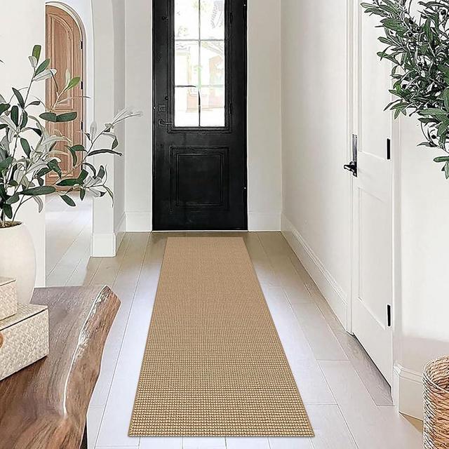 EARTHALL Boho Runner Rug 2x8 Ft Washable Runners for Hallways Cotton Rubber Backed Kitchen Runner Braided Indoor Floor Carpet Runners for Entryway, Hallway, Kitchen, Bedroom, Natural